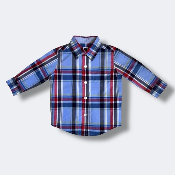 Janie and Jack Shirt Baby Boys 3-6M Plaid Cotton Long Sleeve Button Front New - Picture 1 of 11